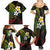 Hawaiian Hibiscus and Plumeria Polynesian Tribal Tattoo Family Matching Summer Maxi Dress and Hawaiian Shirt Reggae Color