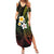 Hawaiian Hibiscus and Plumeria Polynesian Tribal Tattoo Family Matching Summer Maxi Dress and Hawaiian Shirt Reggae Color