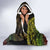 Hawaiian Hibiscus and Plumeria Polynesian Tribal Tattoo Hooded Blanket Reggae Color