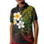 Hawaiian Hibiscus and Plumeria Polynesian Tribal Tattoo Kid Polo Shirt Reggae Color