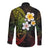 Hawaiian Hibiscus and Plumeria Polynesian Tribal Tattoo Long Sleeve Button Shirt Reggae Color