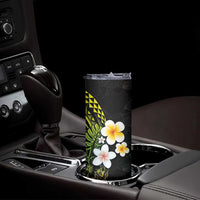 Hawaiian Hibiscus and Plumeria Polynesian Tribal Tattoo Skinny Tumbler Reggae Color