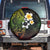 Hawaiian Hibiscus and Plumeria Polynesian Tribal Tattoo Spare Tire Cover Reggae Color