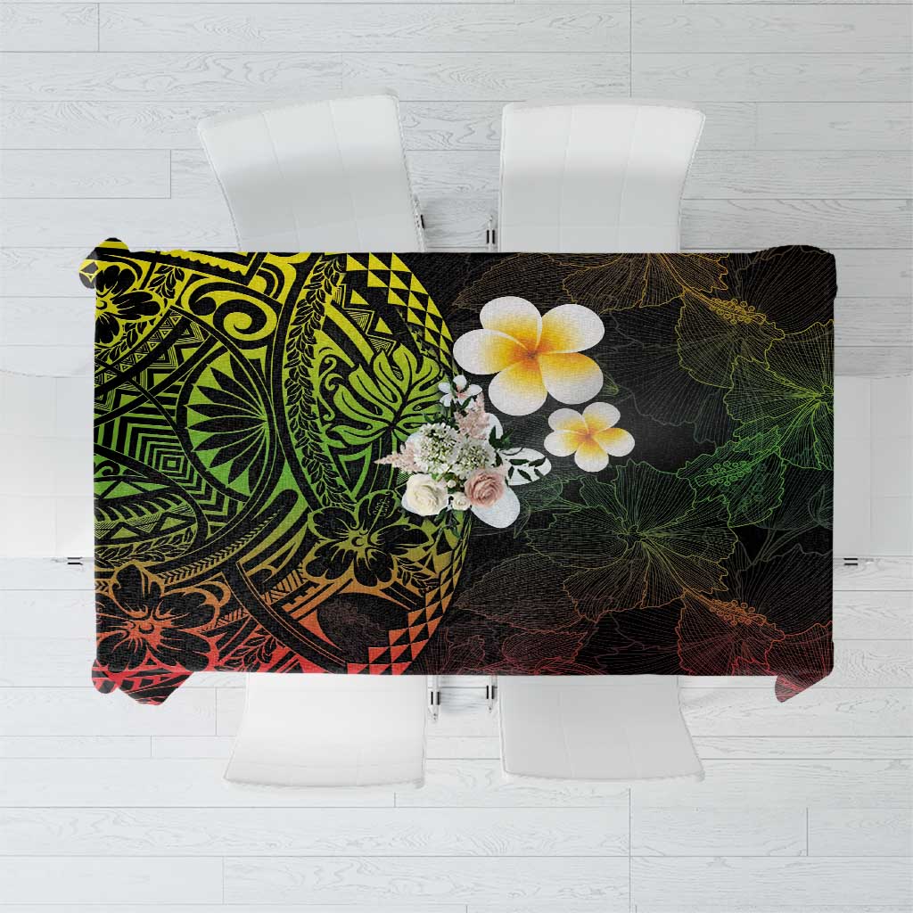 Hawaiian Hibiscus and Plumeria Polynesian Tribal Tattoo Tablecloth Reggae Color LT03 Reggae - Polynesian Pride