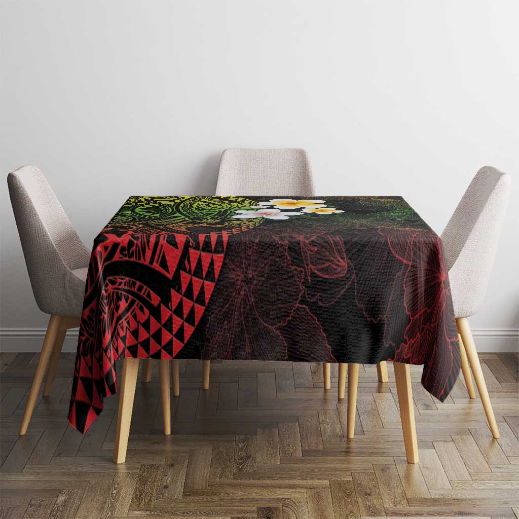 Hawaiian Hibiscus and Plumeria Polynesian Tribal Tattoo Tablecloth Reggae Color LT03 - Polynesian Pride