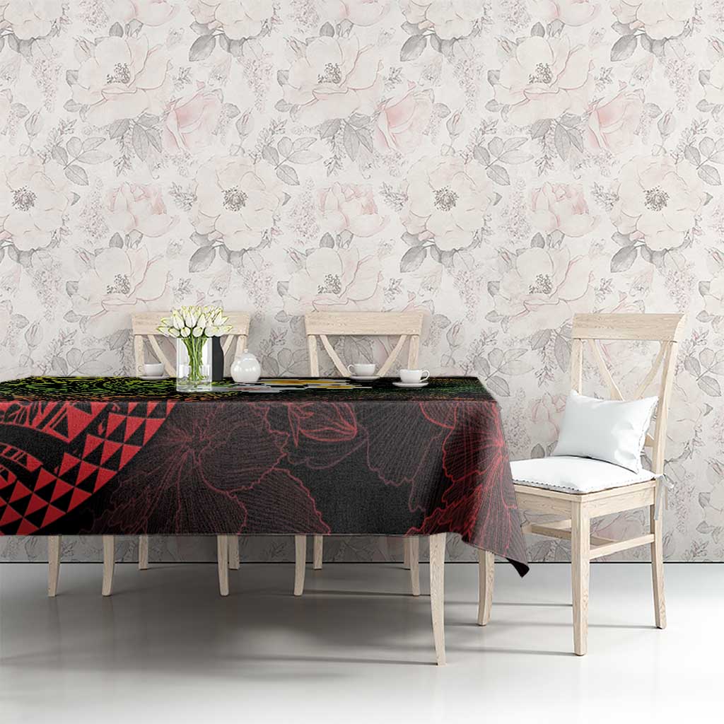 Hawaiian Hibiscus and Plumeria Polynesian Tribal Tattoo Tablecloth Reggae Color LT03 - Polynesian Pride