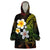 Hawaiian Hibiscus and Plumeria Polynesian Tribal Tattoo Wearable Blanket Hoodie Reggae Color