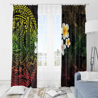 Hawaiian Hibiscus and Plumeria Polynesian Tribal Tattoo Window Curtain Reggae Color LT03 - Polynesian Pride