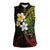 Hawaiian Hibiscus and Plumeria Polynesian Tribal Tattoo Women Sleeveless Polo Shirt Reggae Color