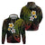 Hawaiian Hibiscus and Plumeria Polynesian Tribal Tattoo Zip Hoodie Reggae Color