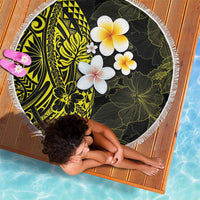 Hawaiian Hibiscus and Plumeria Polynesian Tribal Tattoo Beach Blanket Yellow Color LT03 - Polynesian Pride