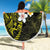 Hawaiian Hibiscus and Plumeria Polynesian Tribal Tattoo Beach Blanket Yellow Color