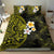 Hawaiian Hibiscus and Plumeria Polynesian Tribal Tattoo Bedding Set Yellow Color