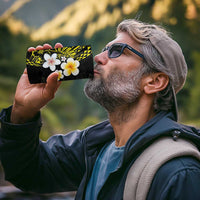 Hawaiian Hibiscus and Plumeria Polynesian Tribal Tattoo 4 in 1 Can Cooler Tumbler Yellow Color