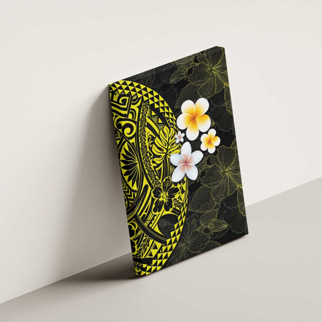 Hawaiian Hibiscus and Plumeria Polynesian Tribal Tattoo Canvas Wall Art Yellow Color LT03 - Polynesian Pride