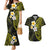 Hawaiian Hibiscus and Plumeria Polynesian Tribal Tattoo Couples Matching Mermaid Dress and Hawaiian Shirt Yellow Color