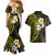 Hawaiian Hibiscus and Plumeria Polynesian Tribal Tattoo Couples Matching Mermaid Dress and Hawaiian Shirt Yellow Color