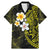 Hawaiian Hibiscus and Plumeria Polynesian Tribal Tattoo Family Matching Mermaid Dress and Hawaiian Shirt Yellow Color