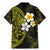 Hawaiian Hibiscus and Plumeria Polynesian Tribal Tattoo Family Matching Mermaid Dress and Hawaiian Shirt Yellow Color