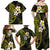 Hawaiian Hibiscus and Plumeria Polynesian Tribal Tattoo Family Matching Off Shoulder Maxi Dress and Hawaiian Shirt Yellow Color