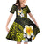 Hawaiian Hibiscus and Plumeria Polynesian Tribal Tattoo Family Matching Off Shoulder Short Dress and Hawaiian Shirt Yellow Color