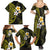 Hawaiian Hibiscus and Plumeria Polynesian Tribal Tattoo Family Matching Summer Maxi Dress and Hawaiian Shirt Yellow Color