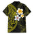 Hawaiian Hibiscus and Plumeria Polynesian Tribal Tattoo Family Matching Summer Maxi Dress and Hawaiian Shirt Yellow Color