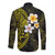 Hawaiian Hibiscus and Plumeria Polynesian Tribal Tattoo Long Sleeve Button Shirt Yellow Color