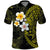 Hawaiian Hibiscus and Plumeria Polynesian Tribal Tattoo Polo Shirt Yellow Color