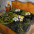 Hawaiian Hibiscus and Plumeria Polynesian Tribal Tattoo Quilt Bed Set Yellow Color