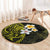 Hawaiian Hibiscus and Plumeria Polynesian Tribal Tattoo Round Carpet Yellow Color