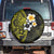 Hawaiian Hibiscus and Plumeria Polynesian Tribal Tattoo Spare Tire Cover Yellow Color