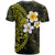 Hawaiian Hibiscus and Plumeria Polynesian Tribal Tattoo T Shirt Yellow Color