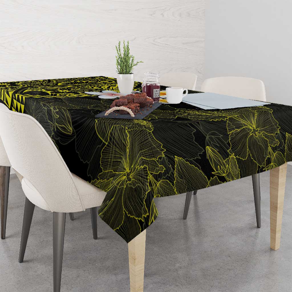 Hawaiian Hibiscus and Plumeria Polynesian Tribal Tattoo Tablecloth Yellow Color LT03 - Polynesian Pride