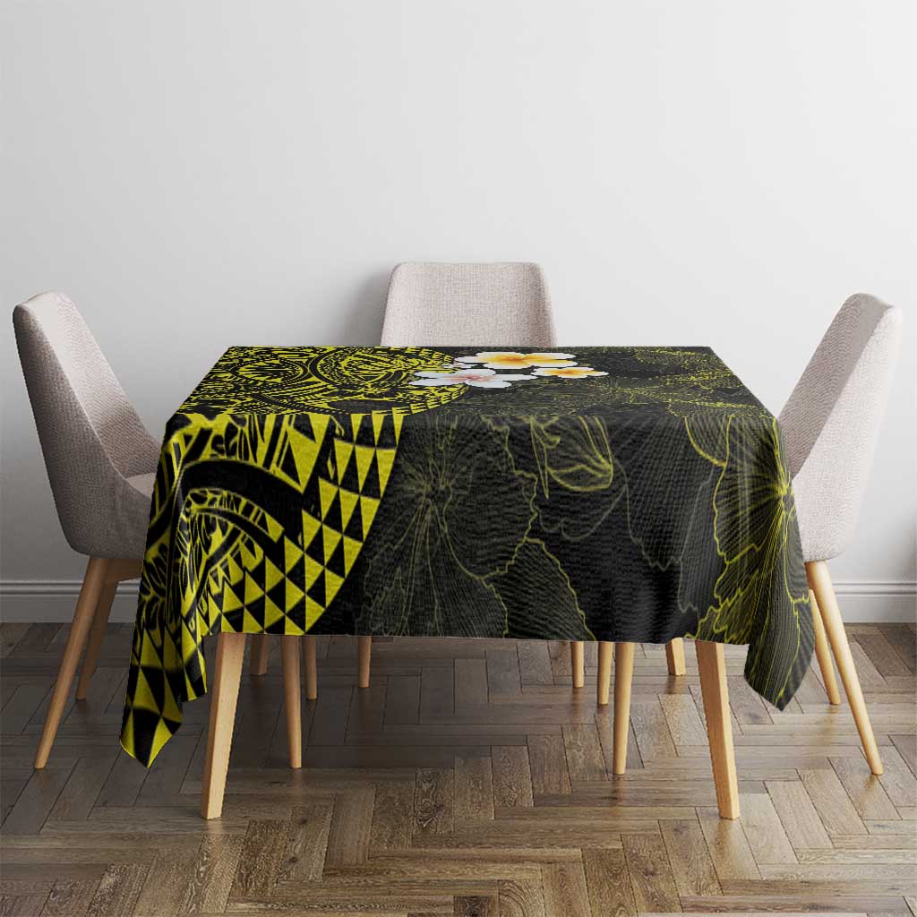 Hawaiian Hibiscus and Plumeria Polynesian Tribal Tattoo Tablecloth Yellow Color LT03 - Polynesian Pride