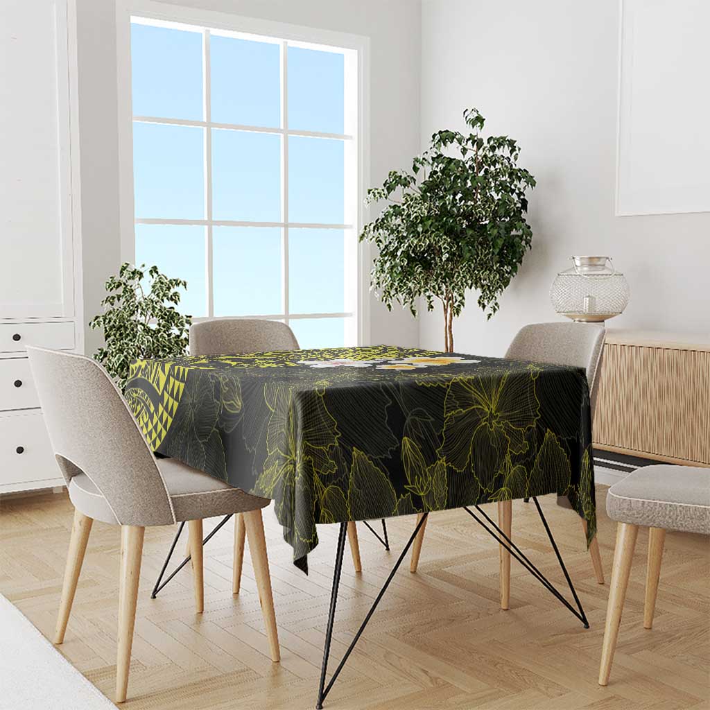 Hawaiian Hibiscus and Plumeria Polynesian Tribal Tattoo Tablecloth Yellow Color LT03 - Polynesian Pride