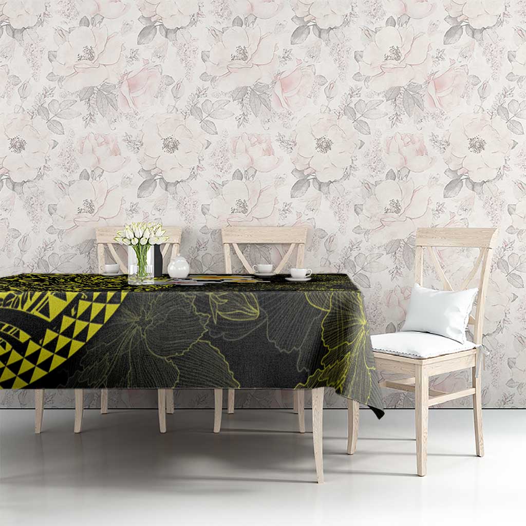 Hawaiian Hibiscus and Plumeria Polynesian Tribal Tattoo Tablecloth Yellow Color LT03 - Polynesian Pride