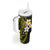 Hawaiian Hibiscus and Plumeria Polynesian Tribal Tattoo Tumbler With Handle Yellow Color