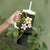 Hawaiian Hibiscus and Plumeria Polynesian Tribal Tattoo Tumbler With Handle Yellow Color