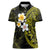 Hawaiian Hibiscus and Plumeria Polynesian Tribal Tattoo Women Polo Shirt Yellow Color