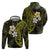 Hawaiian Hibiscus and Plumeria Polynesian Tribal Tattoo Zip Hoodie Yellow Color