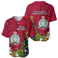 Niue Christmas Baseball Jersey Coat of Arms and Polynesian Tattoo Xmas Element Christmas Red Vibe LT03 - Polynesian Pride