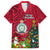 Niue Christmas Family Matching Off Shoulder Long Sleeve Dress and Hawaiian Shirt Coat of Arms and Polynesian Tattoo Xmas Element Christmas Red Vibe LT03 Dad's Shirt - Short Sleeve Red - Polynesian Pride