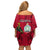 Niue Christmas Family Matching Off Shoulder Short Dress and Hawaiian Shirt Coat of Arms and Polynesian Tattoo Xmas Element Christmas Red Vibe LT03 - Polynesian Pride