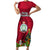 Niue Christmas Family Matching Short Sleeve Bodycon Dress and Hawaiian Shirt Coat of Arms and Polynesian Tattoo Xmas Element Christmas Red Vibe LT03 Mom's Dress Red - Polynesian Pride