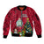 Niue Christmas Sleeve Zip Bomber Jacket Coat of Arms and Polynesian Tattoo Xmas Element Christmas Red Vibe LT03 Unisex Red - Polynesian Pride