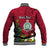 Personalised Niue Christmas Baseball Jacket Coat of Arms and Polynesian Tattoo Xmas Element Christmas Red Vibe LT03 - Polynesian Pride