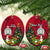 Personalised Niue Christmas Ceramic Ornament Coat of Arms and Polynesian Tattoo Xmas Element Christmas Red Vibe LT03 Oval Red - Polynesian Pride