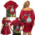 Personalised Niue Christmas Family Matching Off Shoulder Short Dress and Hawaiian Shirt Coat of Arms and Polynesian Tattoo Xmas Element Christmas Red Vibe LT03 - Polynesian Pride