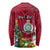 Personalised Niue Christmas Long Sleeve Shirt Coat of Arms and Polynesian Tattoo Xmas Element Christmas Red Vibe LT03 - Polynesian Pride